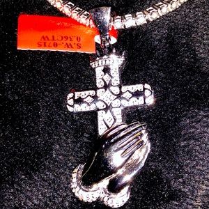 Real diamond cross and tennis chain set necklace huge sale best gift only 1 left